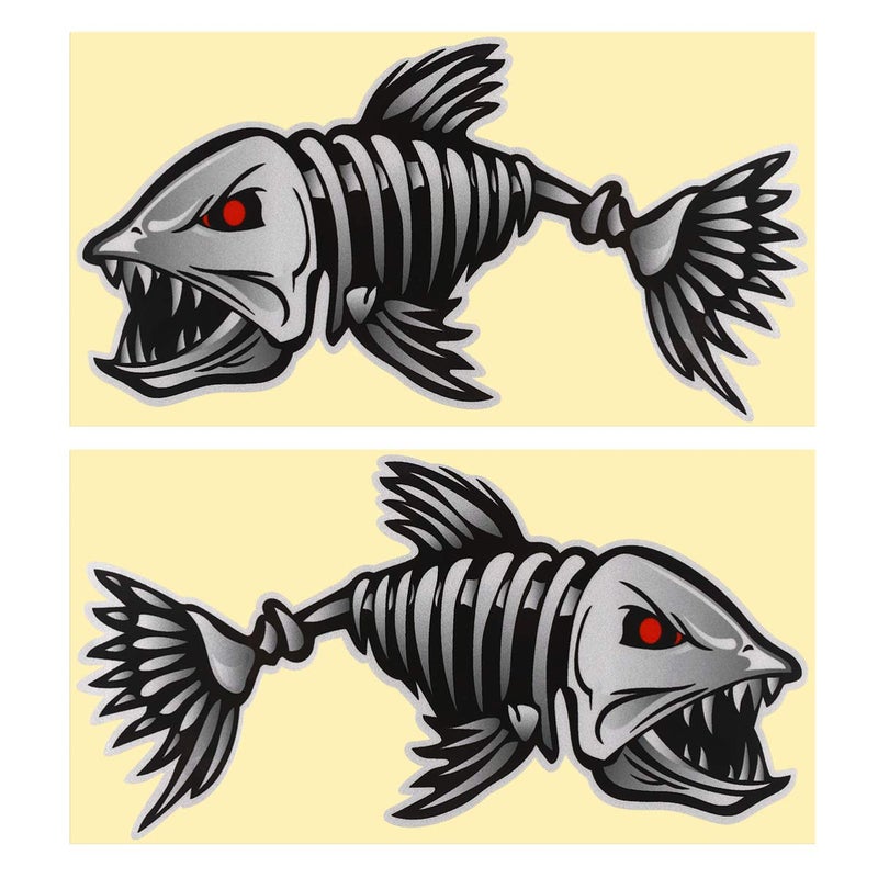 WINOMO 2Pcs 10x5 inch Fish Skeleton Decals Sticker Vinyl Auto Decal Sticker for Kayak Fishing Car - Image 5